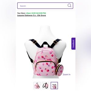 Claire’s Pink Strawberry Mini Back Pack w/ matching key chain pouch.